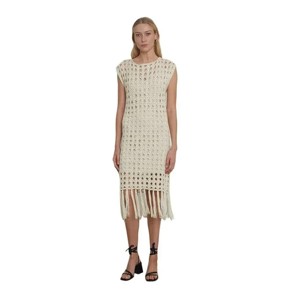 Eleven Six Crochet Midi Dress White Lotus Quiet Luxury Resortwear - Picture 13 of 14
